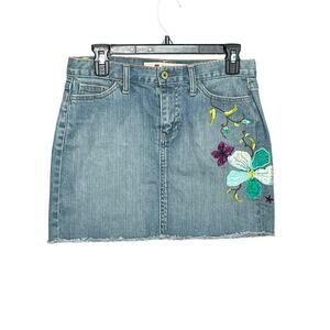 Gap Jeans Y2K Embroidered Mini Denim Skirt Women’s Size 4 Butterfly 90s Cotton